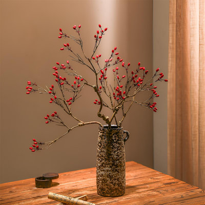 Artificial Winterberry Red Fruit Branch - Premium Faux Holly Decor
