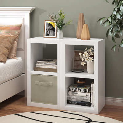 Ensemble de 2 étagères de rangement, 2 compartiments de rangement, bibliothèque ouverte en bois moderne, étagère de présentation multifonctionnelle pour le salon, la chambre à coucher, le bureau personnel, blanc