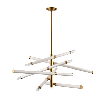 Crosspiece 39'' Wide 6-Light Chandelier - White