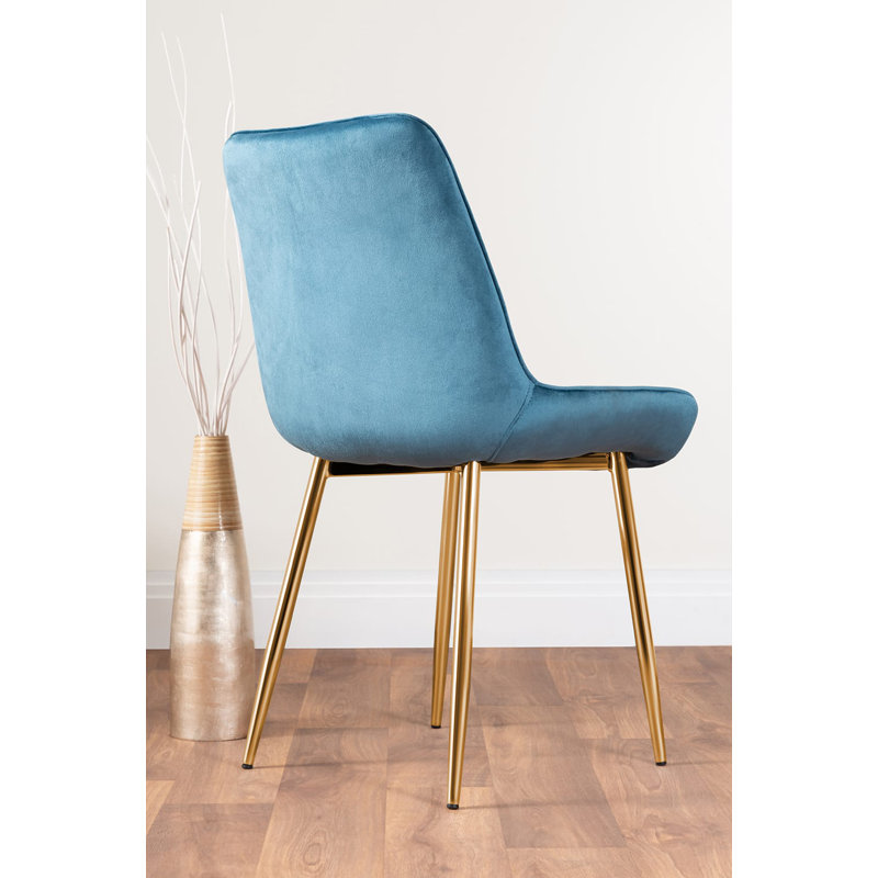 Ensemble de table de salle à manger Eubanks, Bleu / or, H 29,53 po x L 47,24 po x l 27,56 po, 5 pièces: table, 4 chaises