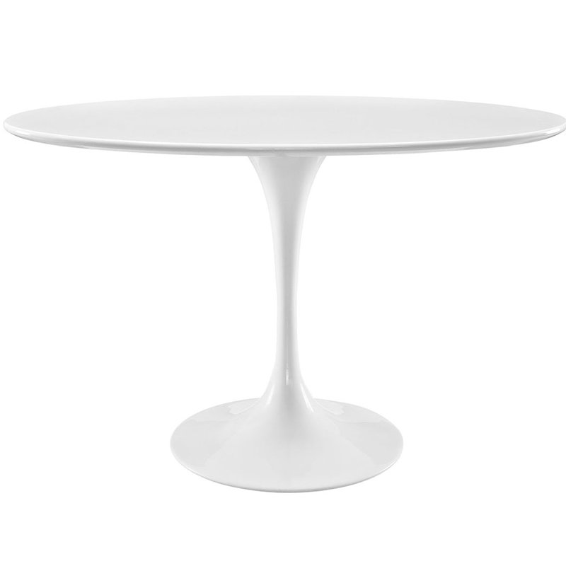 Lippa 48" Oval Wood Grain Dining Table, White, White