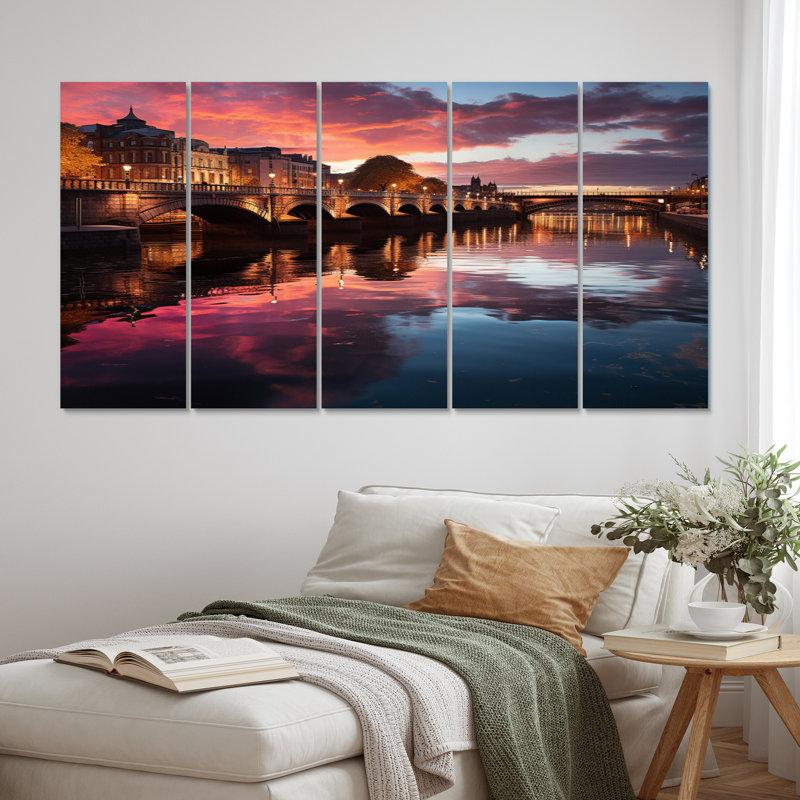 «Dublin Beautiful Cityscape Photo II», ensemble d'art mural en métal Dublin