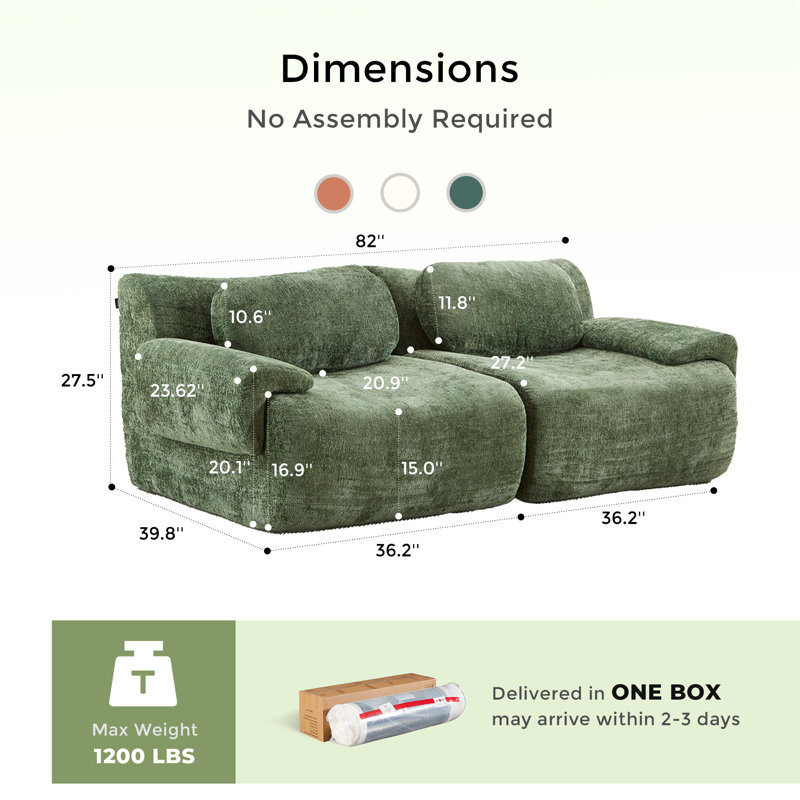 Modular Cloud Couch Sofa,Chenille Sectional Sofa, Modern Minimalist Design for Living Room, Deep Seat & Supportive Back, Non-Slip Base, No Assembly Required