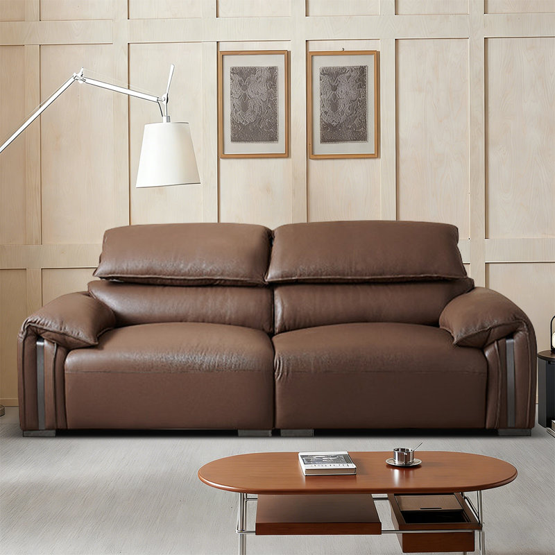 Causeuse-coussin modulaire en similicuir brun, L 86,61 po