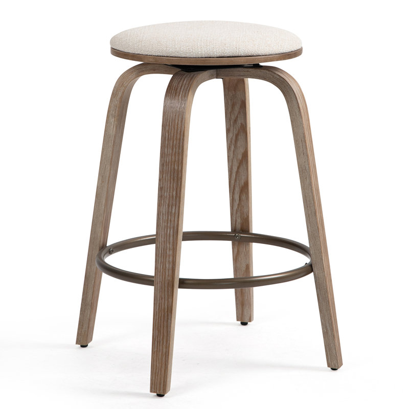 Tamerlane Swivel Upholstered Counter Stool with Solid Wood Frame, Counter Stool (25” Seat Height), 1