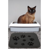 DRYMATE Protective & Decorative Cat Litter Mat, Fish Kitty, Large, 20-in x  28-in 