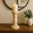 Handcrafted Natural Javanese Champagne Marble Pillar Candle Holder Elegant Heavyweight Design for Home Décor Special Occasions 11 Inch Tall