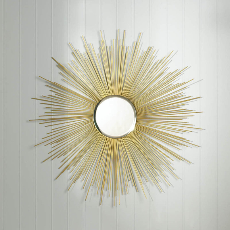 Miroir d'appoint Polster Rays, Doré, H 31,5 po x l 31,5 po x P 0,5 po