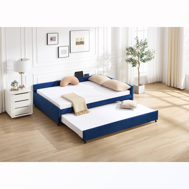Lit de jour simple rembourré avec couchette, Navy