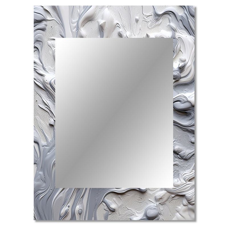 Gris et crème Harmony In Chaos II - miroir décoratif abstrait, miroir mural gris, impression d'art en métal, 40 po x 30 po