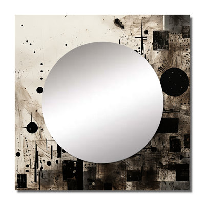 Hawraa - African Brown And Black Geometric Art Abstract Shapes Square Mirror Wall Decor For Bedroom
