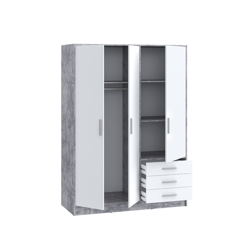 Armoire Shoaf, Gris béton / blanc mat