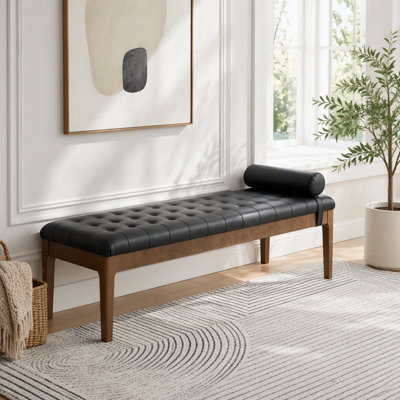 Banc capitonné à boutons avec appui-tête