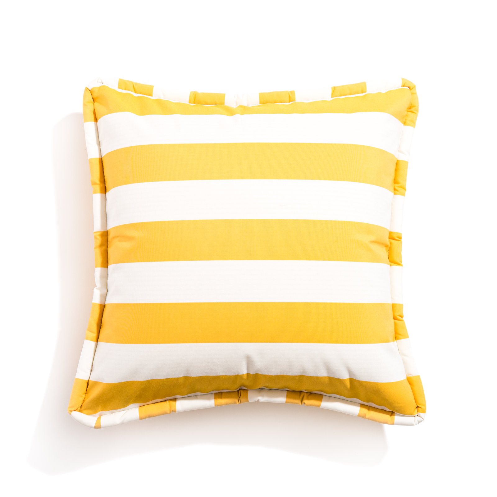 Devi Outdoor Pillow Cover & Insert, Yellow Striped, 18" H x 18" W