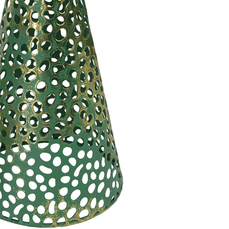 Set of 3 Green and Gold Metal Cone Christmas Trees