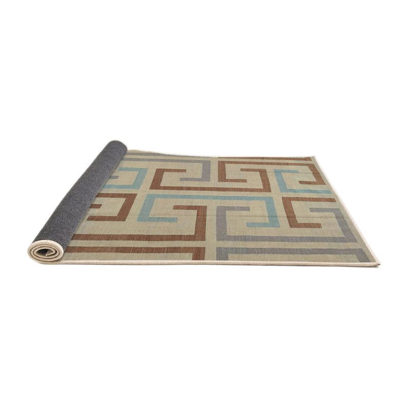 Tapis brun/bleu foncé contemporain, Rond 6 pi