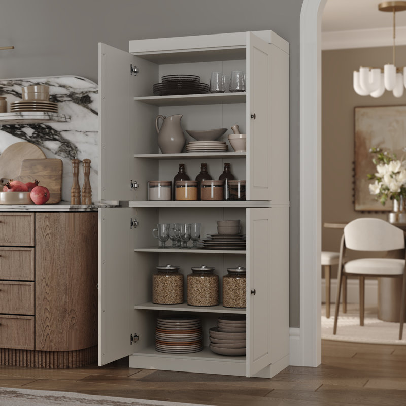 Bryani 100% Solid Wood Tall Kitchen Pantry Cabinet with Doors, Adjustable Shelves, Modular Kitchen Storage Cabinet, 32" W x 71.5" H