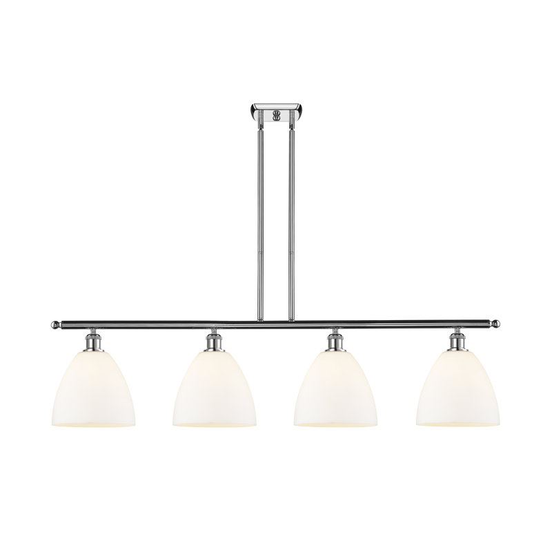 Amillya 4 - Light Kitchen Island Pendant, Matte White, 45.75" H x 48" W x 9" D, Polished Chrome