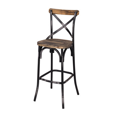 Tabouret de bar en métal et en bois à dossier croisé - crée un point focal élégant dans votre chambre