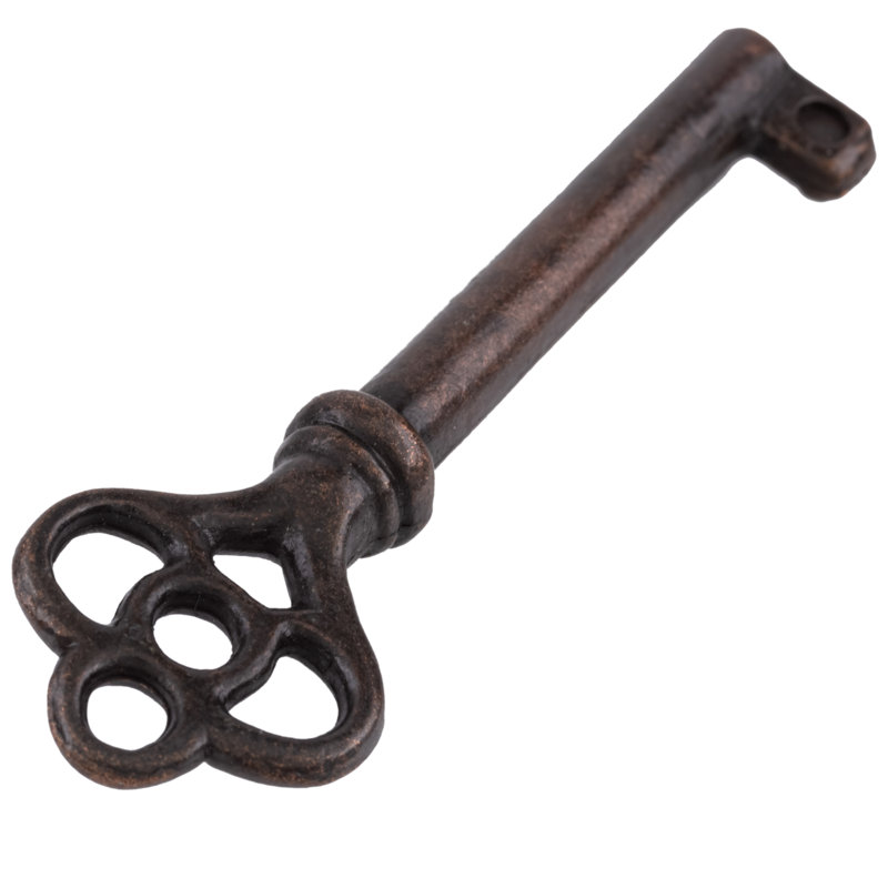 Clé squelette tonneau creux plaqué cuivre antique, Cuivre antique