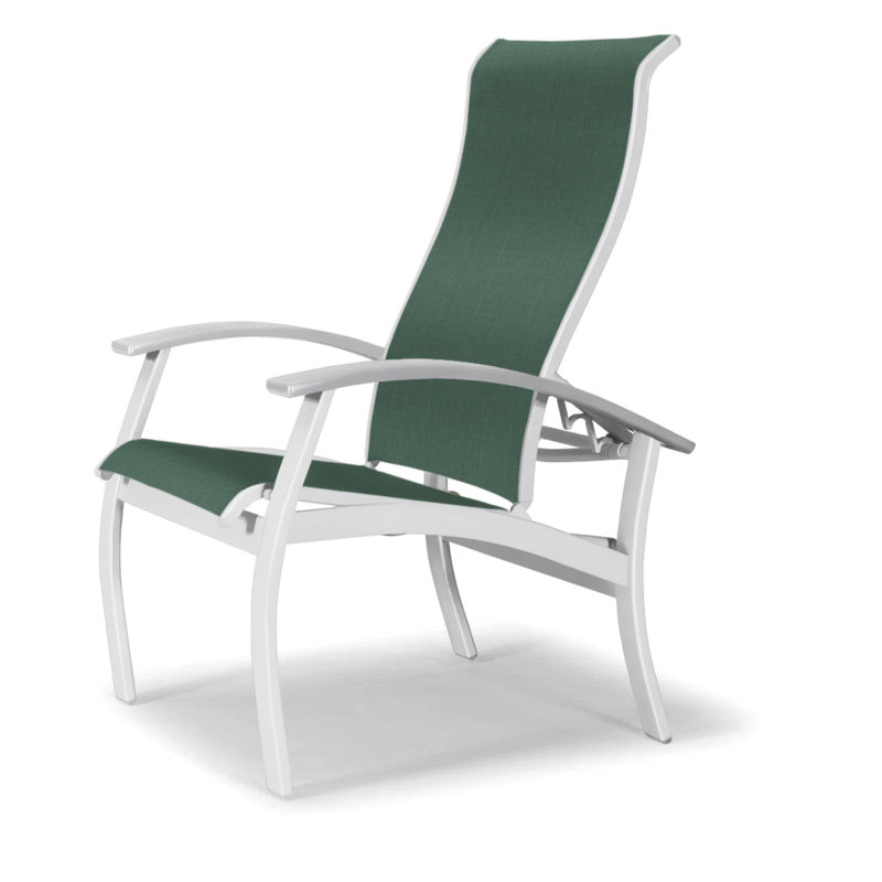 Chaise de patio Askar, Blanc, Vert forêt 22D Sunbrella® vert, Blanc brillant