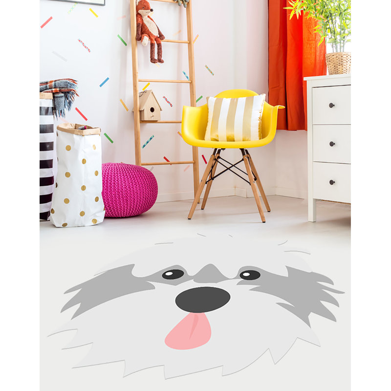 Square Aldijana Vinyl Machine Printed Area Rug, Square 100cm