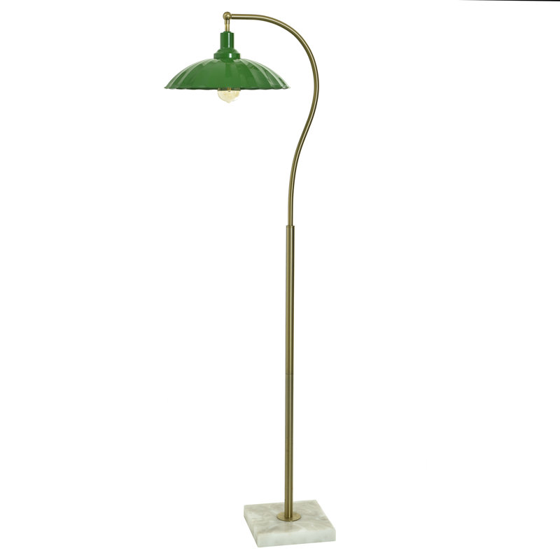 Lampe sur pied Tamara Day for Stylecraft Penelope - marbre et laiton poli, Vert lustré