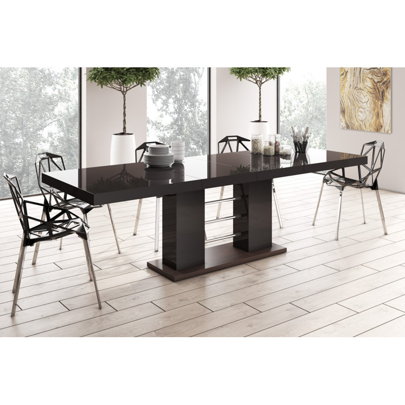 Hegewisch Extendable Dining Table, Brown Gloss