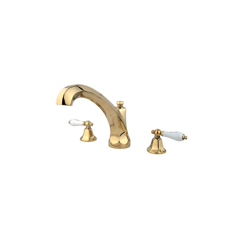 Metropolitan Double Handle Deck Mounted Roman Tub Faucet, Polished Brass