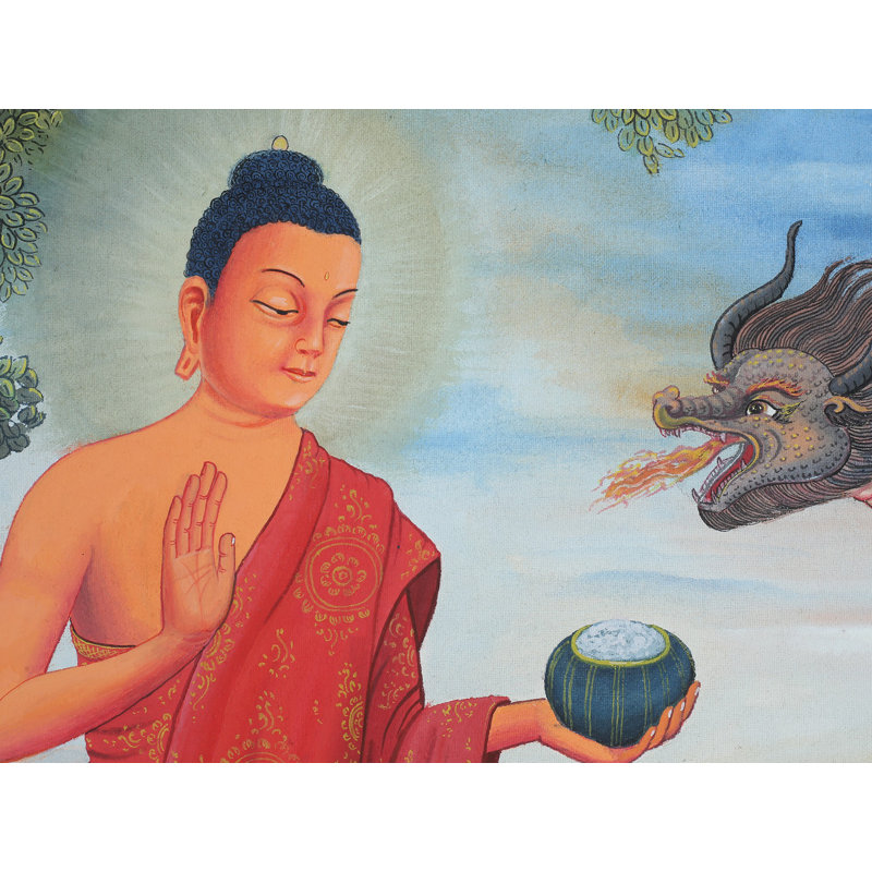 Bouddha Newari avec Nagraja (Thangka brocart)