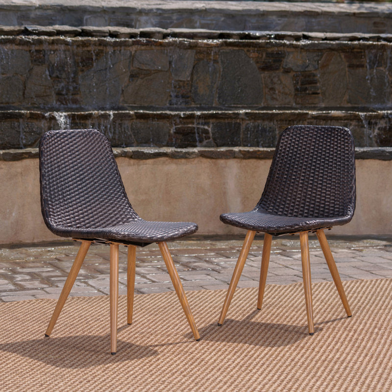 Set Of 2 Outdoor Patio Dining Chair, With Heat-Transfer Legs