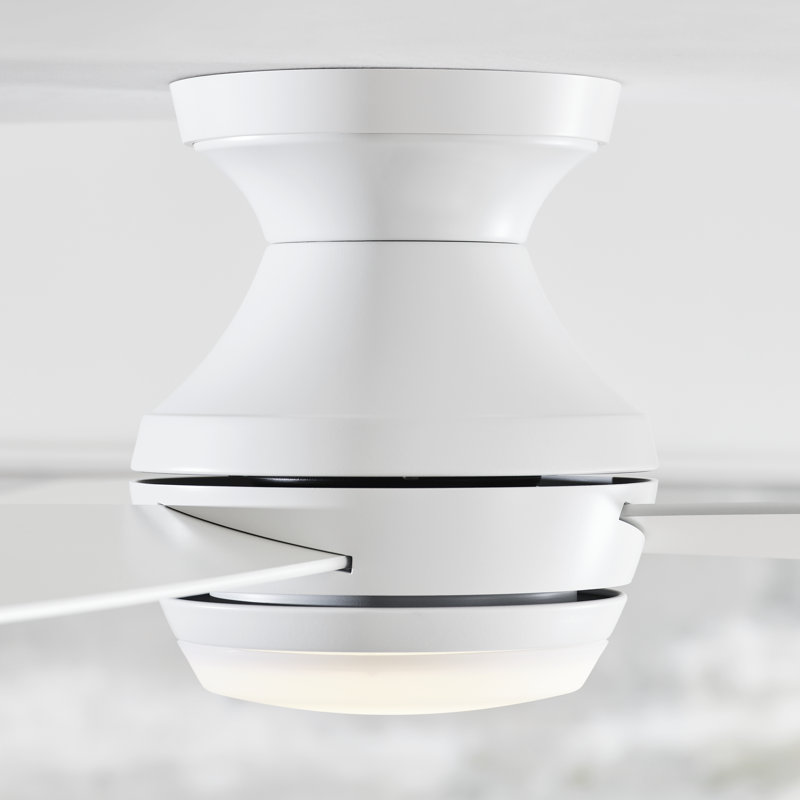 Ikon LED Ceiling Fan, Matte White with White Blades, 44"