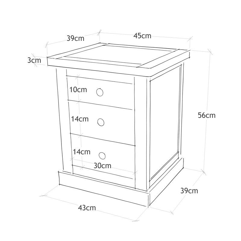 Christie 45cm W Plywood / Laminate Board Bedside Table, Grey