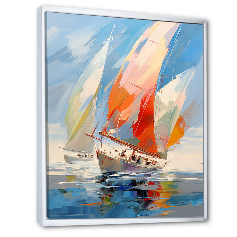 Fresin voilier abstrait, vents I - Bateau à voile, reproduction d'art sur toile encadrée, H 32 po x l 24 po x P 1 po