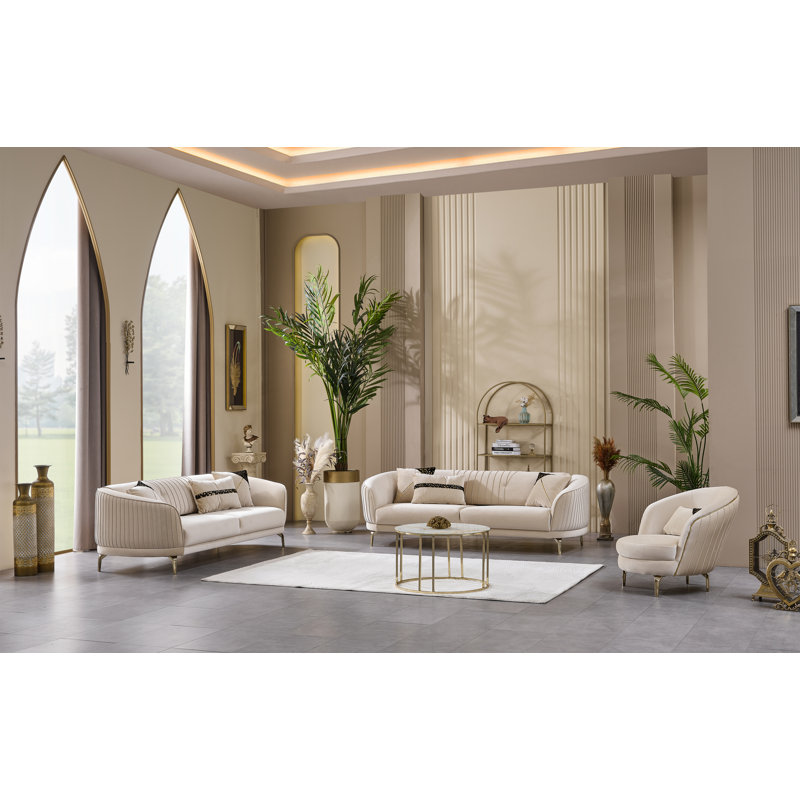 Canapé et fauteuil d'appoint Kanka, beige, Beige