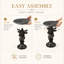 Table d'appoint 19,69 po en résine de cerf noir avec plateau d'aspect pierre foncé