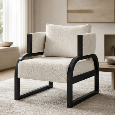 Fauteuil rembourré en bois avec base luge