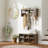 Coat Rack Shoe Bench Set with 8 Storage Cubbies, Rustic Brown