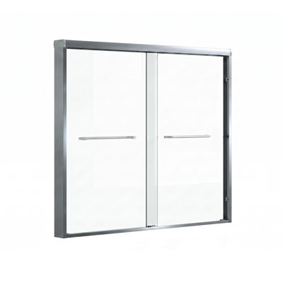 Porte de douche coulissante double 56-60 po L x 60 po H, cadre en aluminium, finition gris anthracite, verre trempé de 8 mm, poignée en acier inoxydable, cabine de douche certifiée SCGG