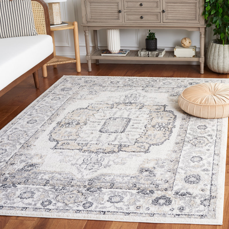 Lowrey Ivory/Gray Rug, Rectangle 5'5" x 7'6"