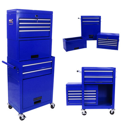 Unité de coffre en métal bleu 6 - détachable, capacité de 220 lb pour le magasin de réparation détachable avec 4 ateliers de garage