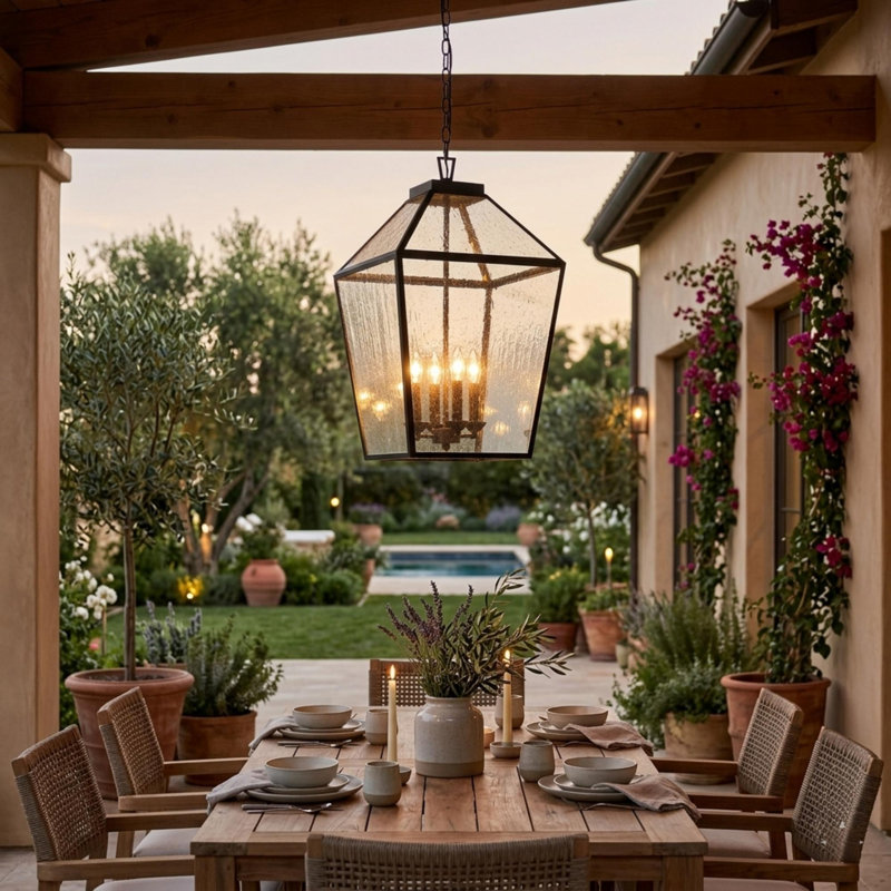 Auralux 4-Light IP54 Outdoor Hanging Lantern Pendant for Porch & Entryway