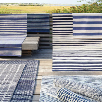 Tideline Navy Flatweave Indoor Outdoor Rug