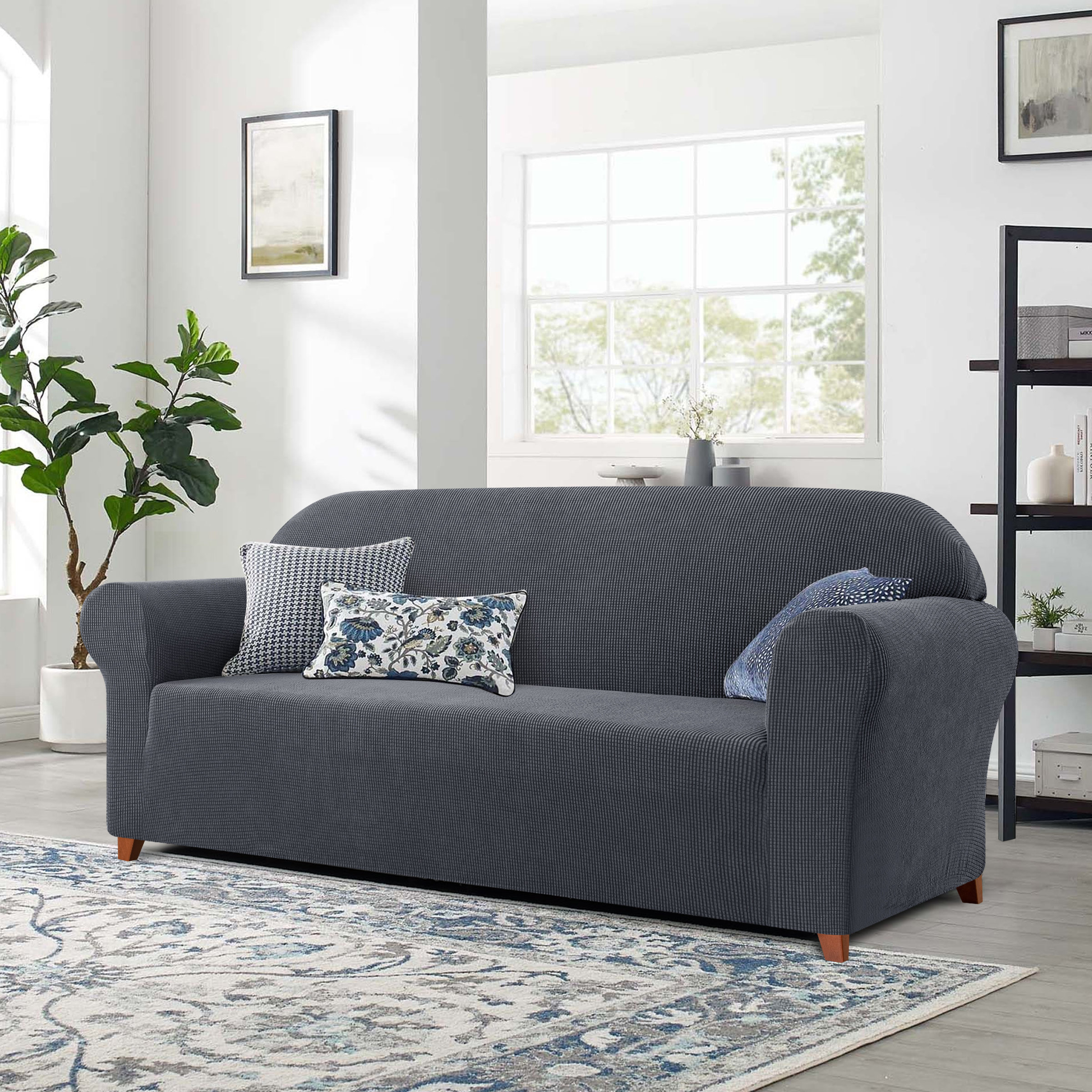 Sandia Heights Blue Chenille Fabric Sofa - Rooms To Go