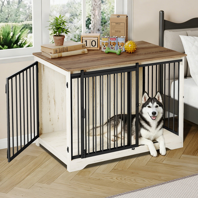 Cage pour chien Dawyne, H 25,4 po x l 27,2 po x P 19,3 po, Blanc / Brun