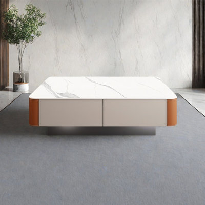 Simple square rock plate coffee table