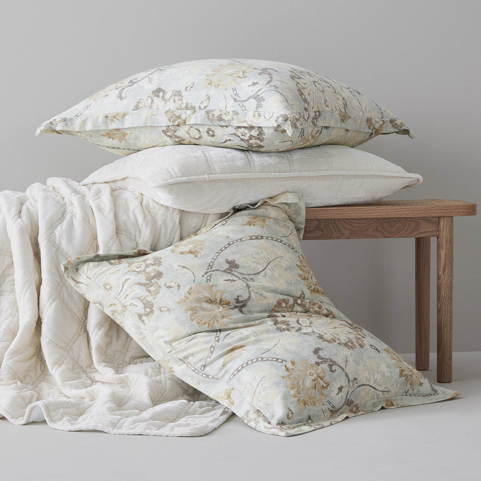 Stella Velvet Throw Blanket, Stone