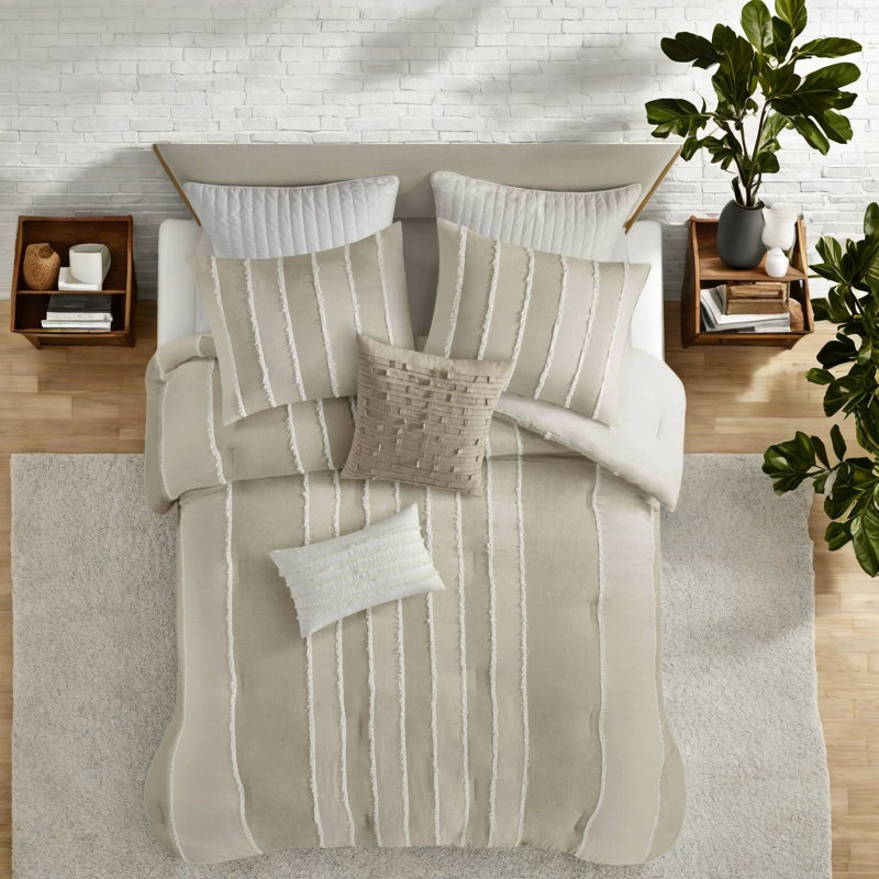 Ensembles de literie 3 pièces confortables, à rayures 100% coton, parfaits pour la maison
