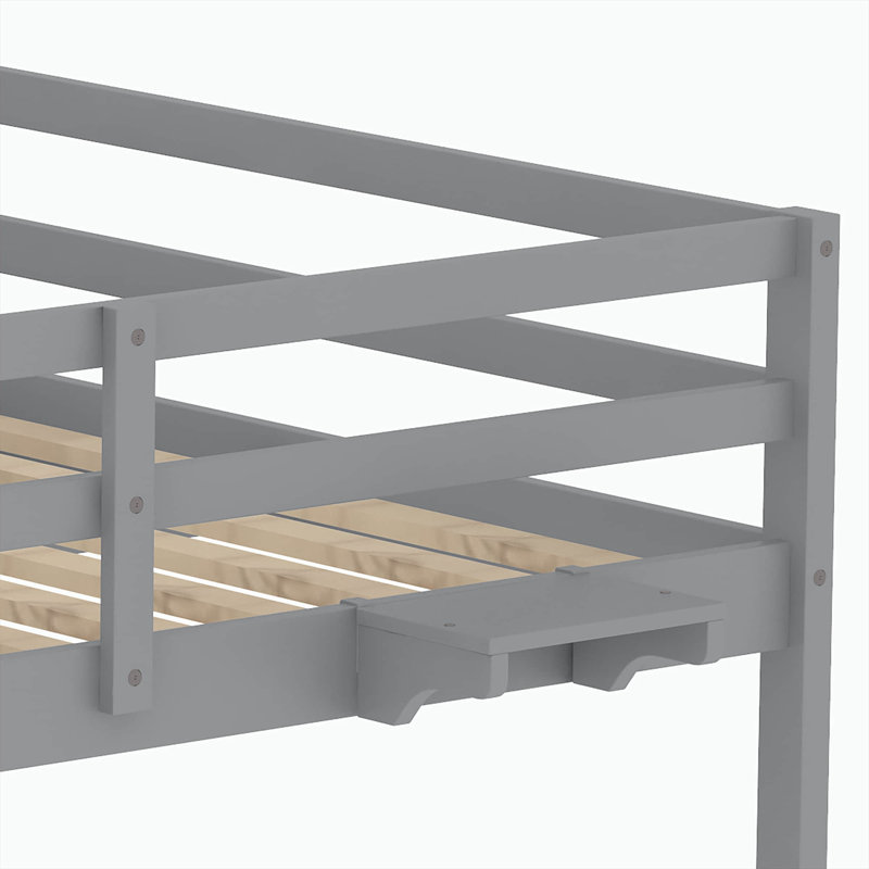 Lit mezzanine double avec bureau Briona Kids, Gris
