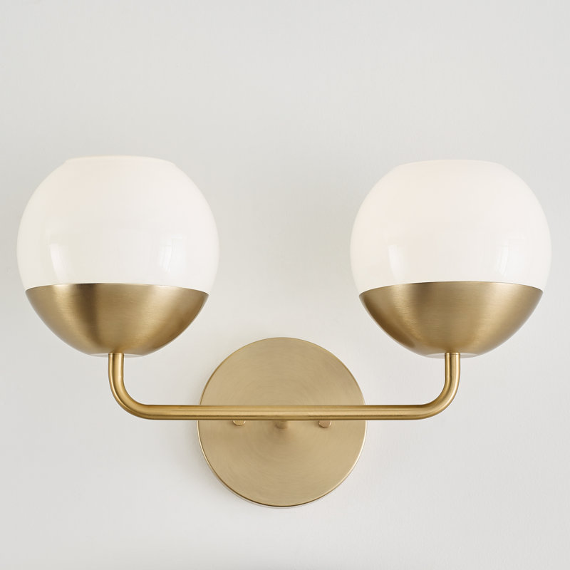 Éclairage pour meuble-lavabo à 2 lumières à intensité variable Avoca, Laiton satiné